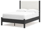 Cadmori Full Upholstered Panel Bed with Mirrored Dresser