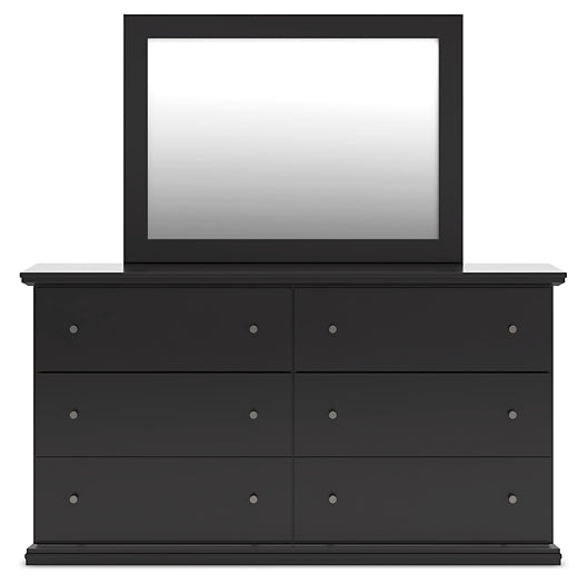 Maribel King Panel Bed with Mirrored Dresser, Chest and Nightstand