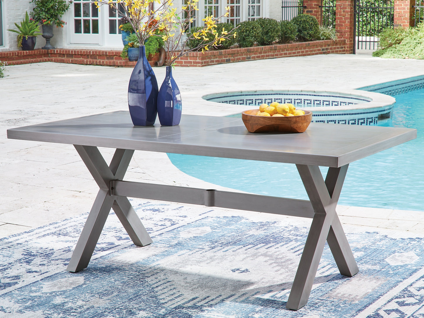 Half Moon Beach RECT Dining Table w/UMB OPT