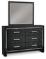 Kaydell Queen/Full Upholstered Panel Headboard with Mirrored Dresser