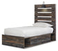 Drystan Twin Panel Bed with 4 Storage Drawers with Mirrored Dresser and 2 Nightstands
