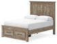 Yarbeck Queen Panel Bed with Storage with Mirrored Dresser and 2 Nightstands